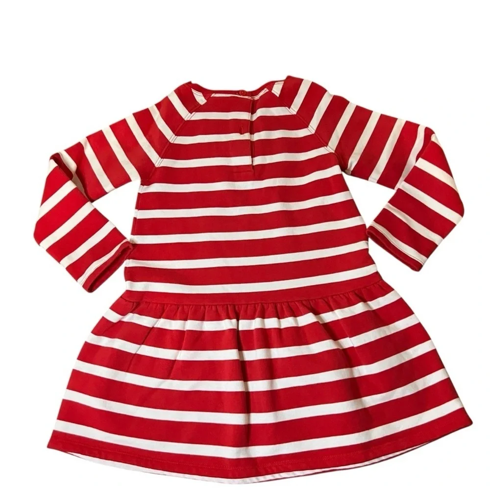 Gymboree | Kids Holiday Holly Berry Red Candy Cane Striped Fleece Dress -Size 3T